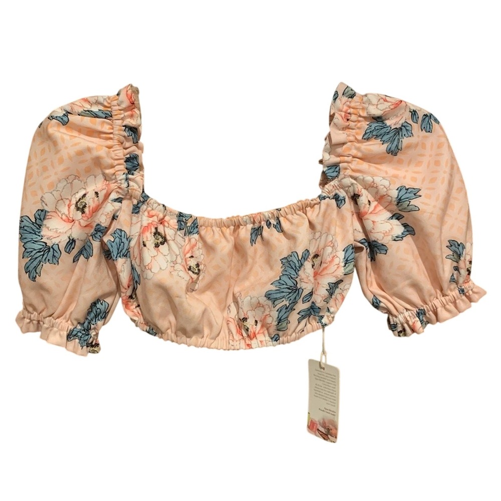 NWT‎ Agua Bendita Zola Michelle Cropped Floral Off-The-Shoulder Top Size S